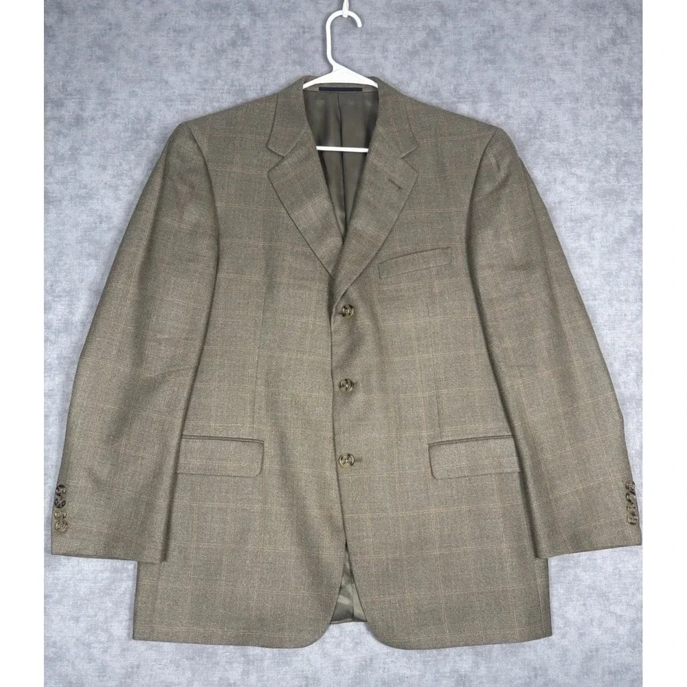 Vintage Burberry London Blazer 44R Silk Wool Plaid USA Union Made Nordstrom